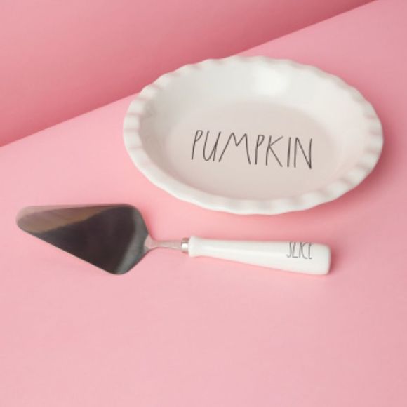 Rae Dunn Other - Rae Dunn 2pc Pumpkin Pie Dish And Server Set